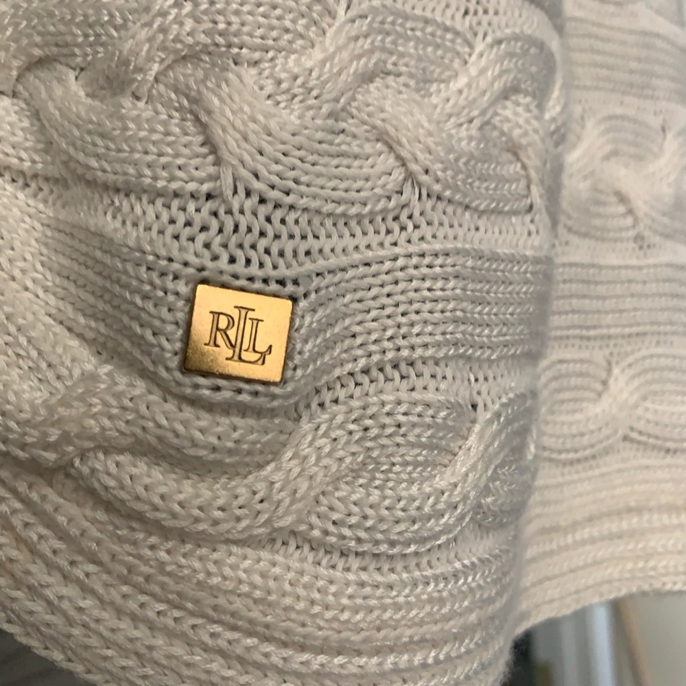 Lauren by Ralph Lauren Elegant Cream Cable Knit Cowl Neck Sweater Size Large - Picture 7 of 9